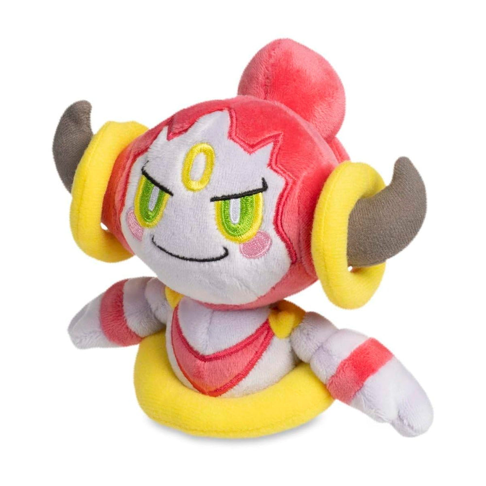 Pokémon Center Hoopa Confined Sitting Cuties Plush perched on a desk as a cute upright companion