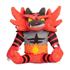 Pokémon Center Incineroar Sitting Cuties plush designed for desk display and shelf charm.