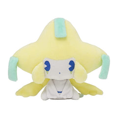 Pokemon Center Jirachi Soda Pop Plush front view; soft cuddle buddy for fans and collectors.