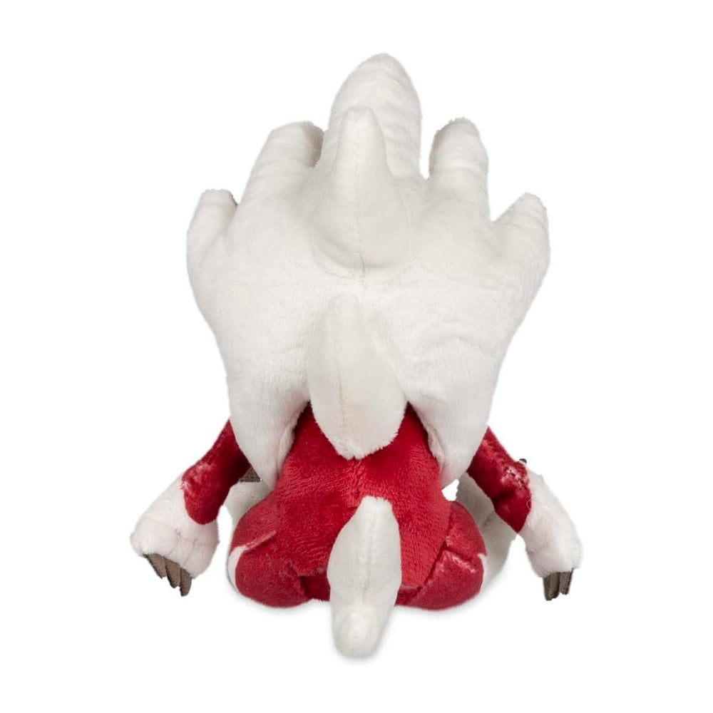 Lycanroc Midnight Form Sitting Cuties plush resting on a shelf for display