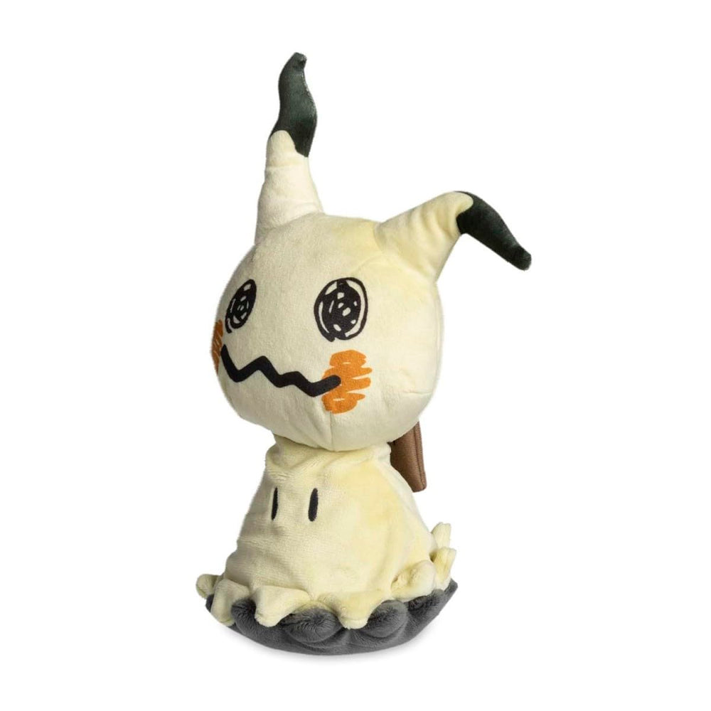 Pokémon Center Mimikyu plush front view shows soft fabric for cuddling.