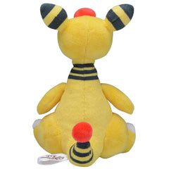 Pokémon Center Ampharos plush doll, close-up detail, shows soft fabric and vibrant stitching.