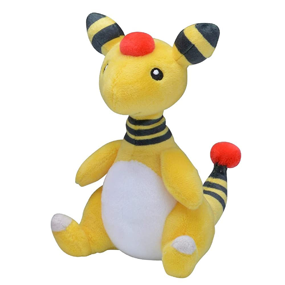 Pokémon Center Ampharos plush doll, front view, perfect for cozy display and cuddles.