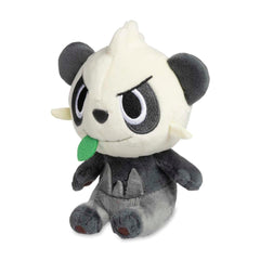 Pokemon Center Pancham Sitting Cuties Plush upright on a desk for charming display