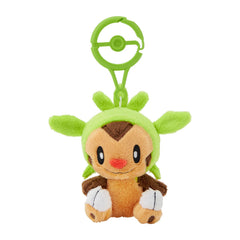 Pokemon Center Chespin plush front view, soft and portable cuddle buddy.