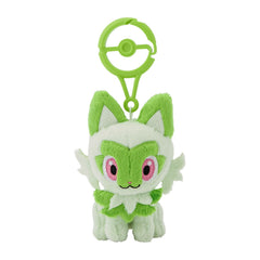 Pokemon Sprigatito plush with carabiner offering a bag charm and portable friend.