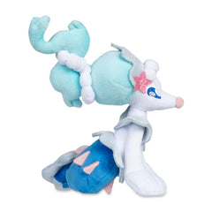 Back view of Pokémon Center Primarina Sitting Cuties Plush highlights weighted base for upright seating