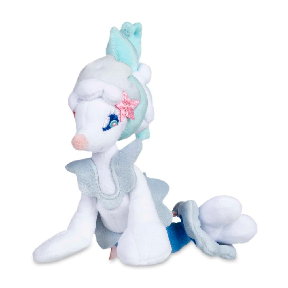 Pokémon Center Primarina Sitting Cuties Plush resting upright on a desk for cute decor