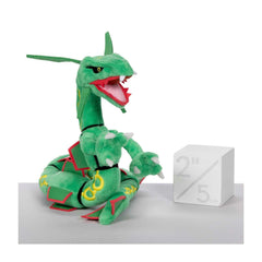 Pokemon Center Rayquaza plush, back view, compact Gen 3 charm.
