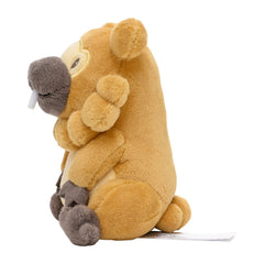 Pokemon Center Sitting Cuties Bidoof plush close-up fur texture shows quality stitching.
