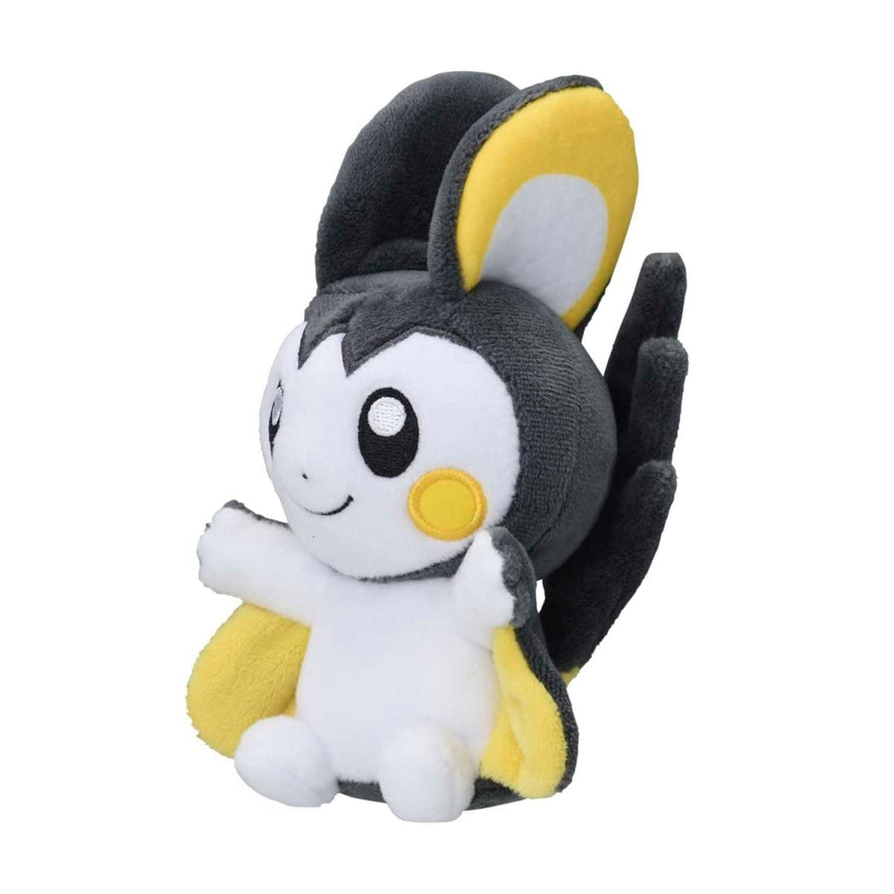 Pokemon Center Emolga plush, sitting cuties, 6-inch size, kid-friendly soft toy for collection.