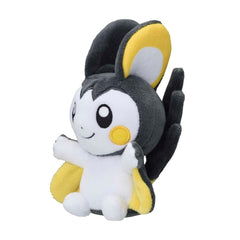Pokemon Center Emolga plush, sitting cuties, 6-inch size, kid-friendly soft toy for collection.