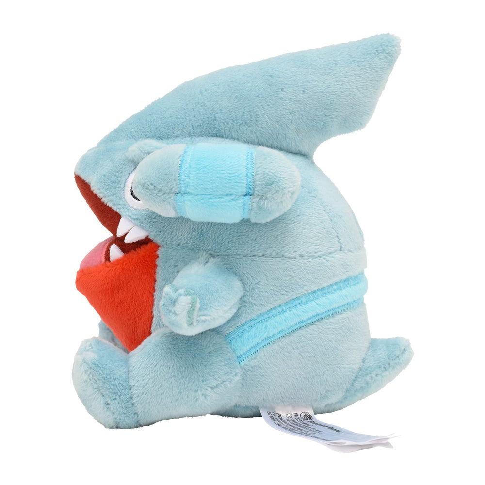 Pokemon Center Sitting Cuties Gible Plush back view showcases stitched details.