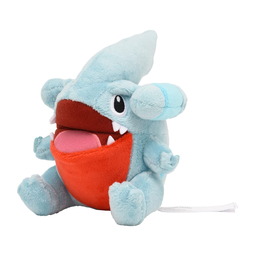 Pokemon Center Sitting Cuties Gible Plush front view for cuddling and display.