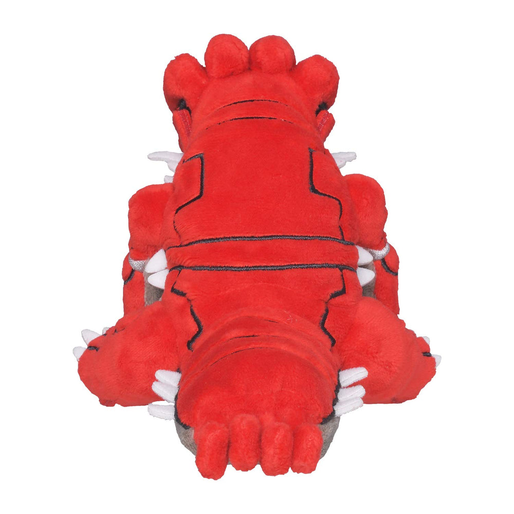 Pokémon Center Groudon plush #383, close-up face, detailed embroidery and character.