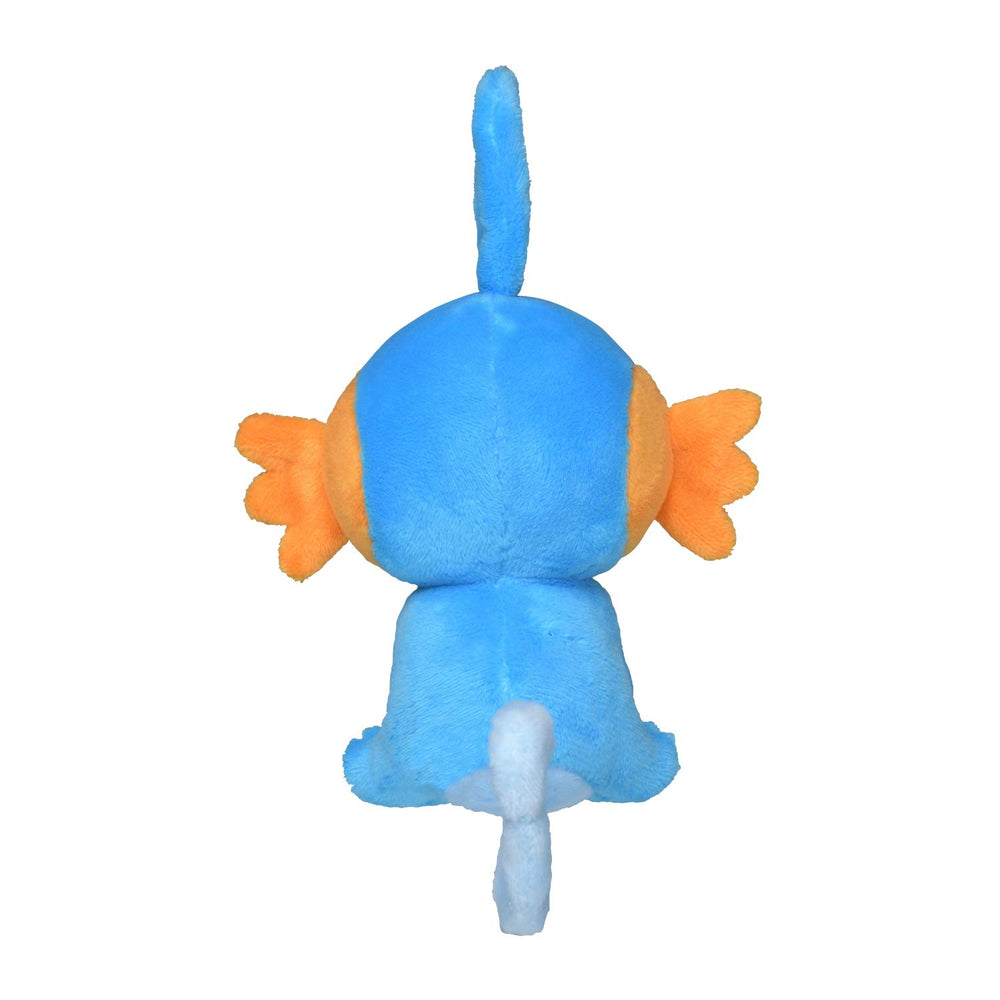 Pokémon Mudkip plush, back view, perfect cuddle buddy and collection piece.