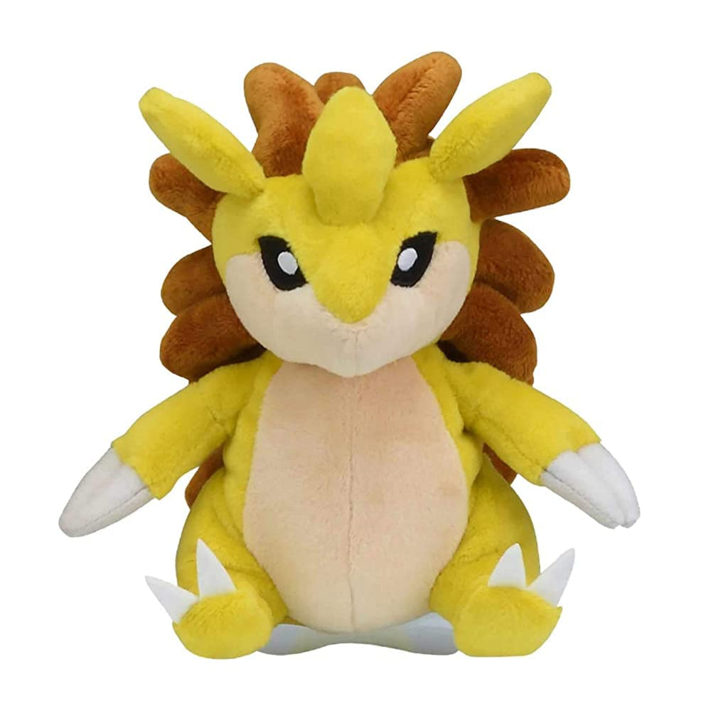Pokemon Center Sandslash Sitting Cuties plush, front view, soft and cozy desk buddy.
