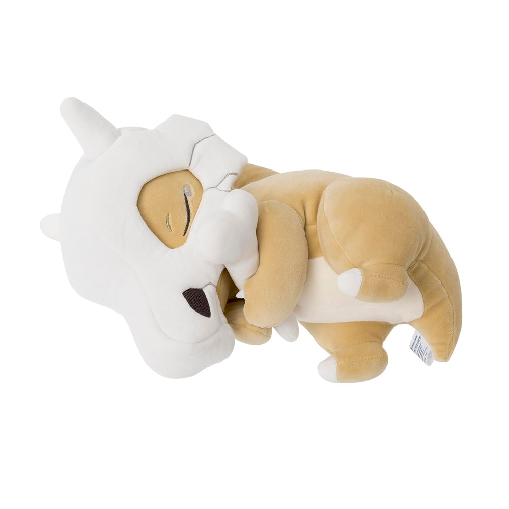 Pokémon Center Sleep Goodnight Cubone Plush face close-up with cozy cuddle texture for bedtime comfort.