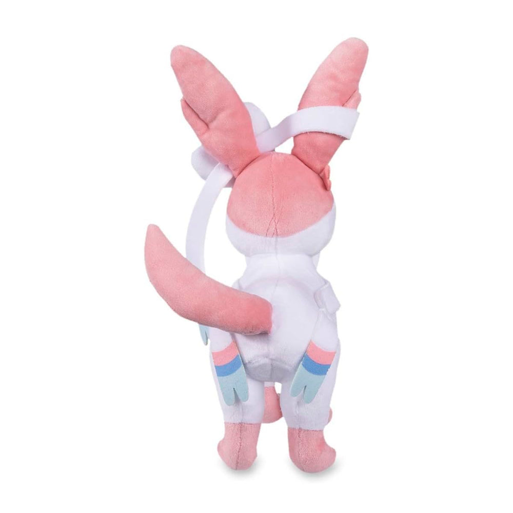 Pokemon Center Sylveon plush close up of pastel colors and precise stitching