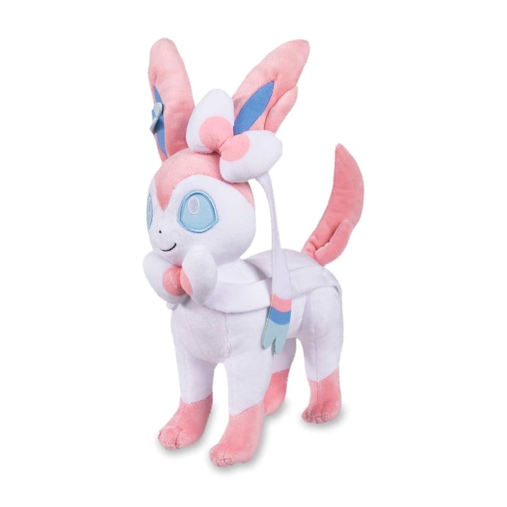 Pokemon Center Sylveon plush front view with soft fabric and embroidered details for collectors