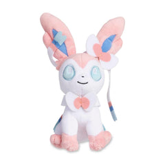 Pokemon Center Sylveon Sitting Cuties Plush close-up highlights soft fur and weighted stability.