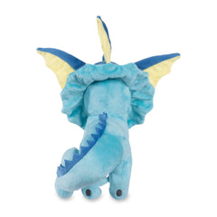 Pokémon Center Vaporeon plush, ten-point-five inches tall, perfect for travel.
