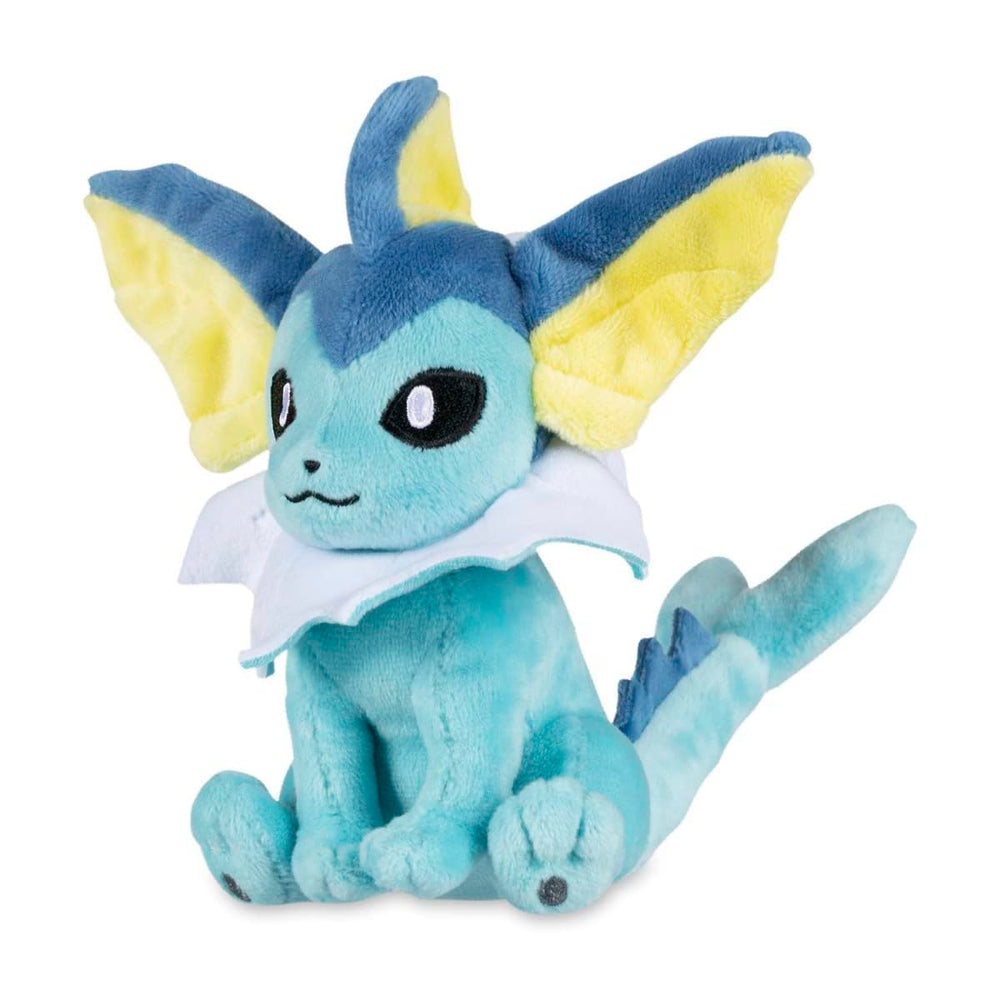 Pokémon Center Vaporeon Sitting Cuties Plush front view with stable desk display