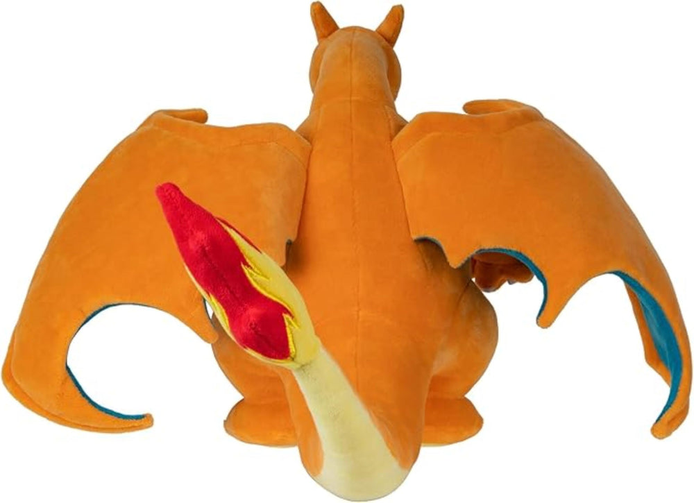 Pokemon Charizard plush in a sitting pose for storytelling and cuddles.
