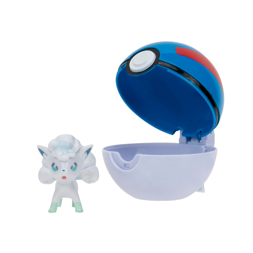 Alola Vulpix figure fits securely inside the Poké Ball design.