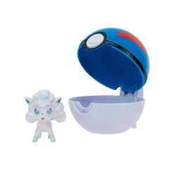 Alola Vulpix figure fits securely inside the Poké Ball design.
