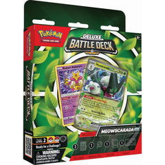 Pokemon Meowscarada Deluxe Battle Deck battle-ready cards shown in display