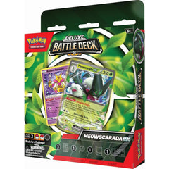 Pokemon Meowscarada Deluxe Battle Deck card art detail highlights vibrant visuals