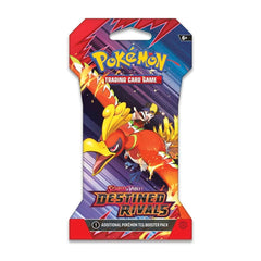Pokémon Destined Rivals booster pack back view, showcasing design details.