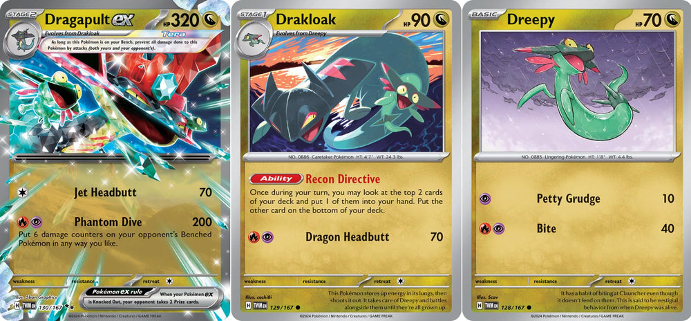 Pokémon Dragapult ex from Twilight Masquerade, 130/167, ideal for display and collection.