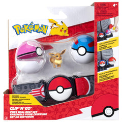 Pokémon Eevee Clip N Go Belt Set worn on the belt for on-the-go play.