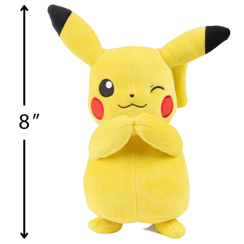 Pokémon Eevee and Pikachu plush close-up for display-worthy detail and charm.