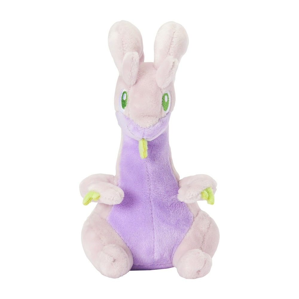 Pokémon Center exclusive Goodra plush close-up, soft fabric feels cozy