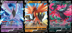 Pokemon Galarian Articuno Zapdos Moltres 3-card lot for display and collection