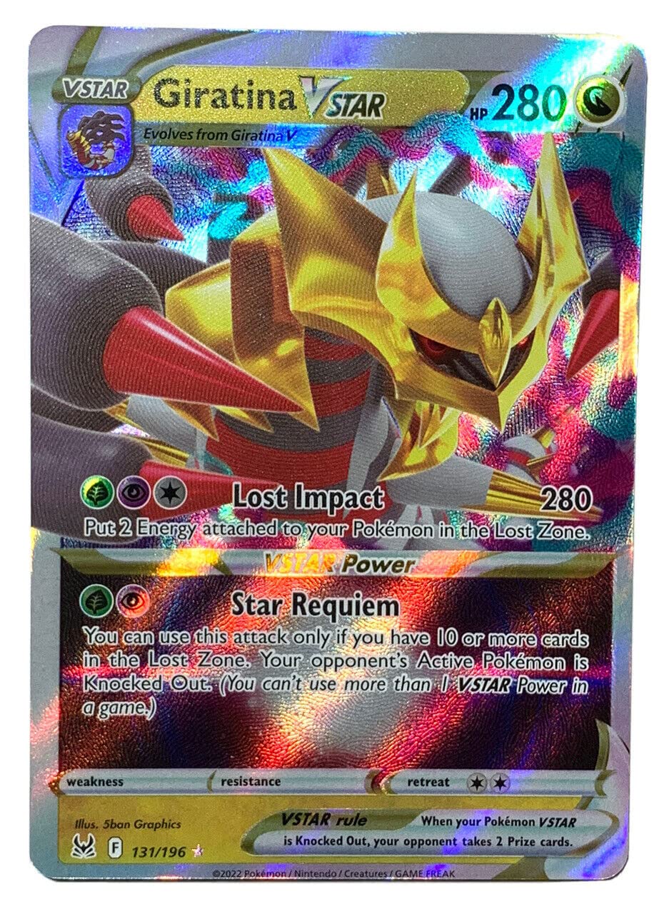 Pokemon Giratina Vstar 131/196 from Lost Origin, ultra rare collectible, great for display and potential grading.