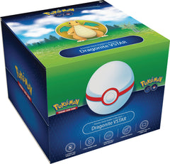 Pokemon GO Dragonite VSTAR foil promo card in Premier Deck Holder display.