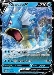 Pokémon Gyarados V 028/203 front artwork with holo shine, ideal for display and collection