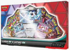 Pokemon Lugia ex and Latias ex Premium Collection packaging with booster packs, ideal for collectors.