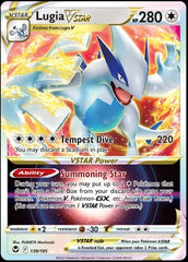 Pokemon Lugia VSTAR 139/195 in Silver Tempest holo foil, ideal for display and collection.