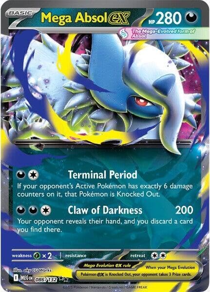 Pokemon Mega Absol ex 086/132 ME01 foil card for display and collection