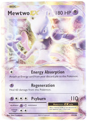 Pokémon Mewtwo-EX card front with holo foil, ideal for collectors and display.