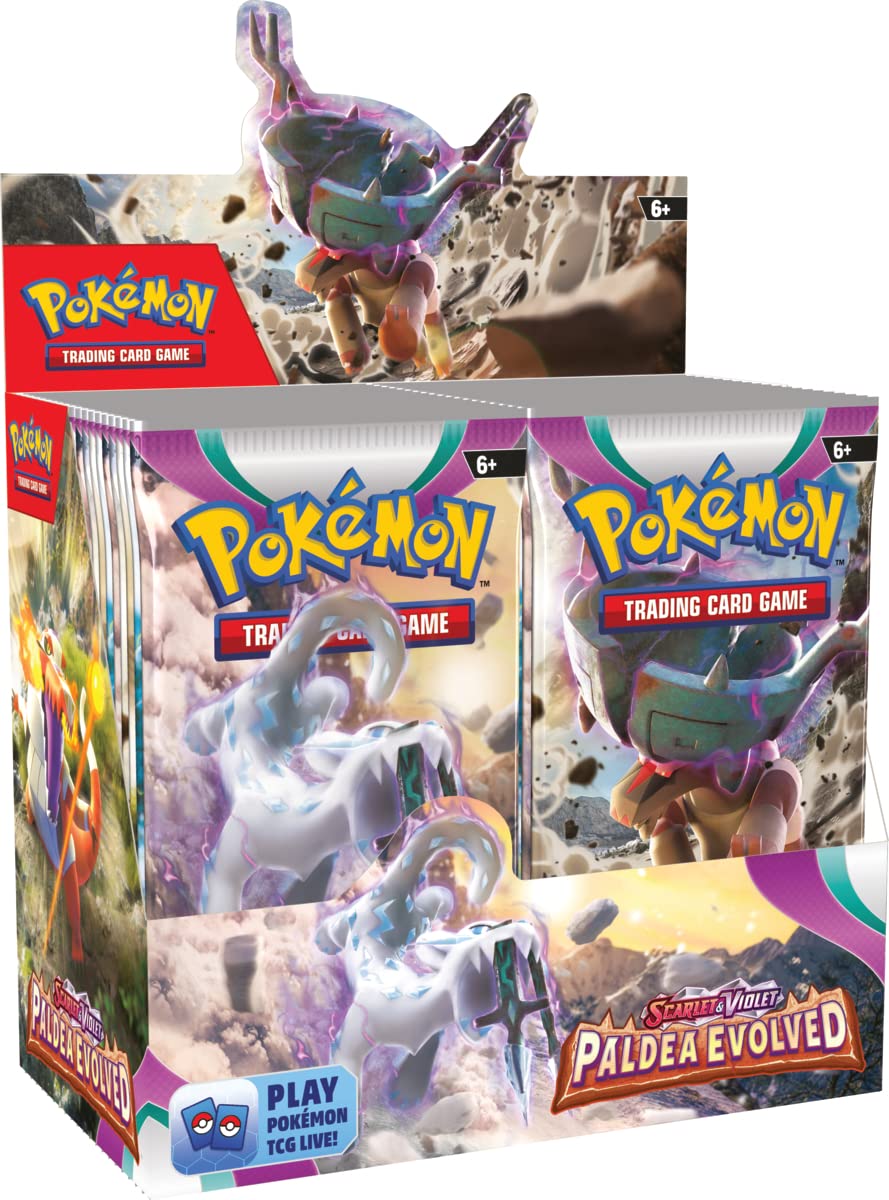Pokemon Paldea Evolved booster box front display, ideal for starting a Paldea collection.