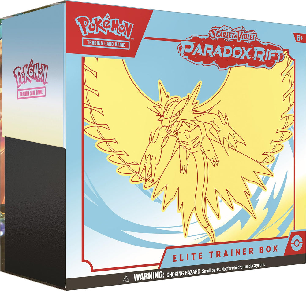 Pokémon Paradox Rift Elite Trainer Box front packaging for display and gifting appeal