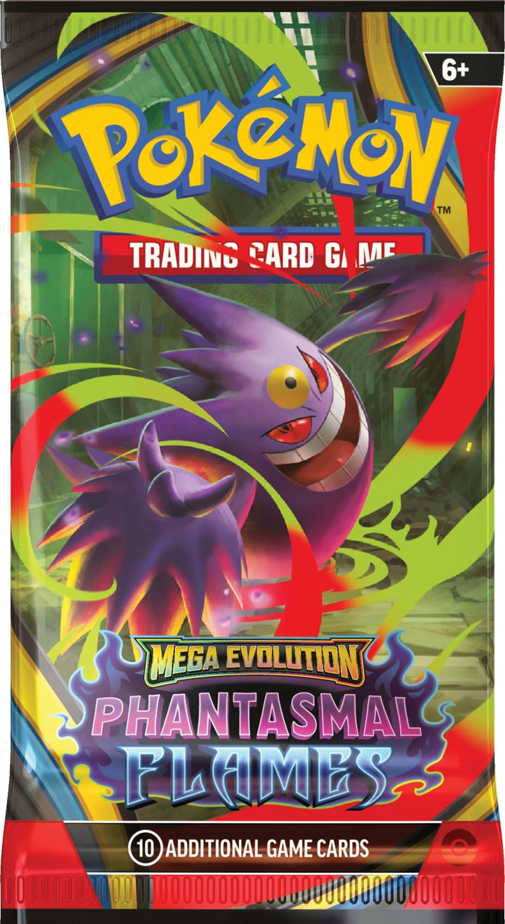 Pokemon Phantasmal Flames Mega Gengar EX foil card highlight.