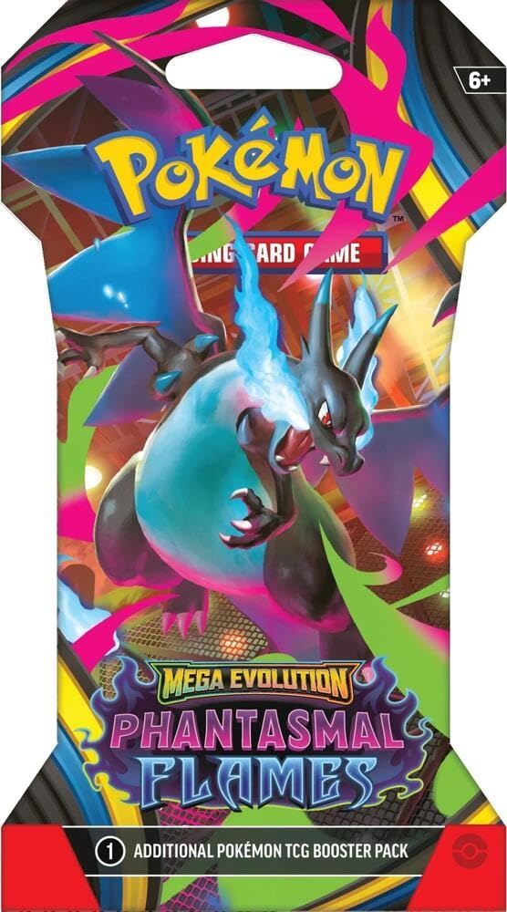 Pokémon Phantasmal Flames booster pack display showing sealed packs for safe storage and planning battles