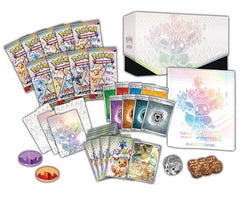 Pokémon Prismatic Evolutions ETB dice and markers for quick on-table setup.